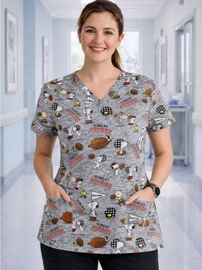 Peanuts Grey Snoopy & Charlie Brown Football Print Top XL